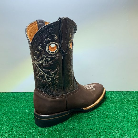 Men’s Western Cowboy Rodeo Square Toe Leather Boots Hand made Botas Vaqueras - Picture 4 of 5